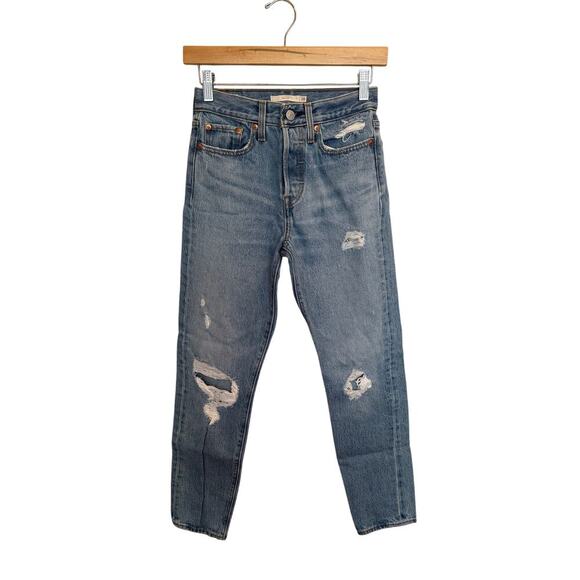 Levi’s Wedgie Icon Fit Distressed Denim Jeans Women’s Size 24 Medium Wash - Picture 3 of 11